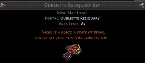 poe reliquary key.